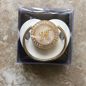 Rhinestone studded initial H pacifier